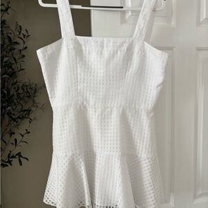 Amanda Uprichard White Textured Sleeveless Blouse